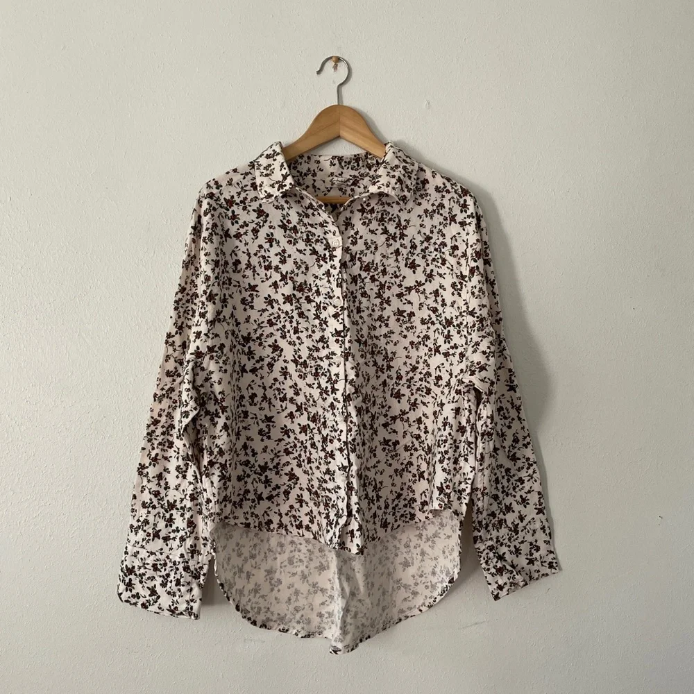 Free People Early Morning Ditsy Floral Flannel Button Up Shirt